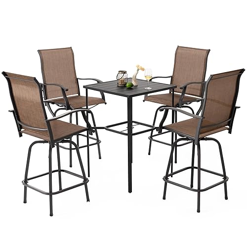 5 Piece Outdoor Swivel Bar Set, All Weather Patio High