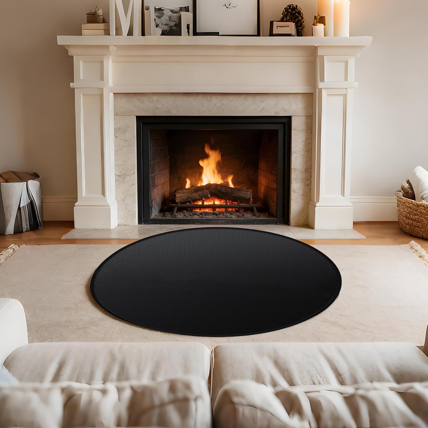 TrailBlaze Double-Sided Fireproof & Waterproof Grill Mat – Heavy-Duty Fire Pit Deck Protector – Oil-Proof, Fire-Resistant, Reusable Pad for Patio, Outdoor & Indoor BBQ Fireplace – Black, 36-Inch