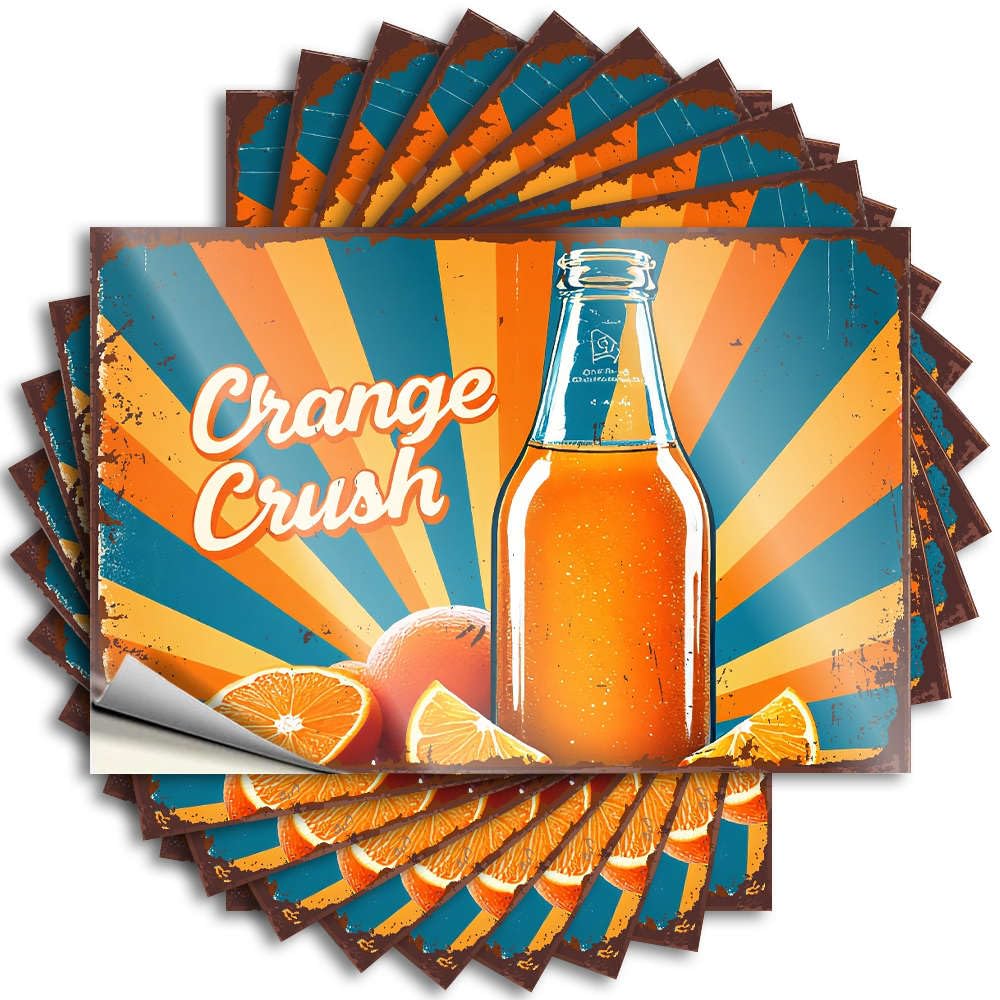 Orange Crush Soda Bottle with Oranges. Coastal Funny Sticker | Guys Waterproof Vinyl Wall Billiards Removable Decal Peel Stick(12X18CM)
