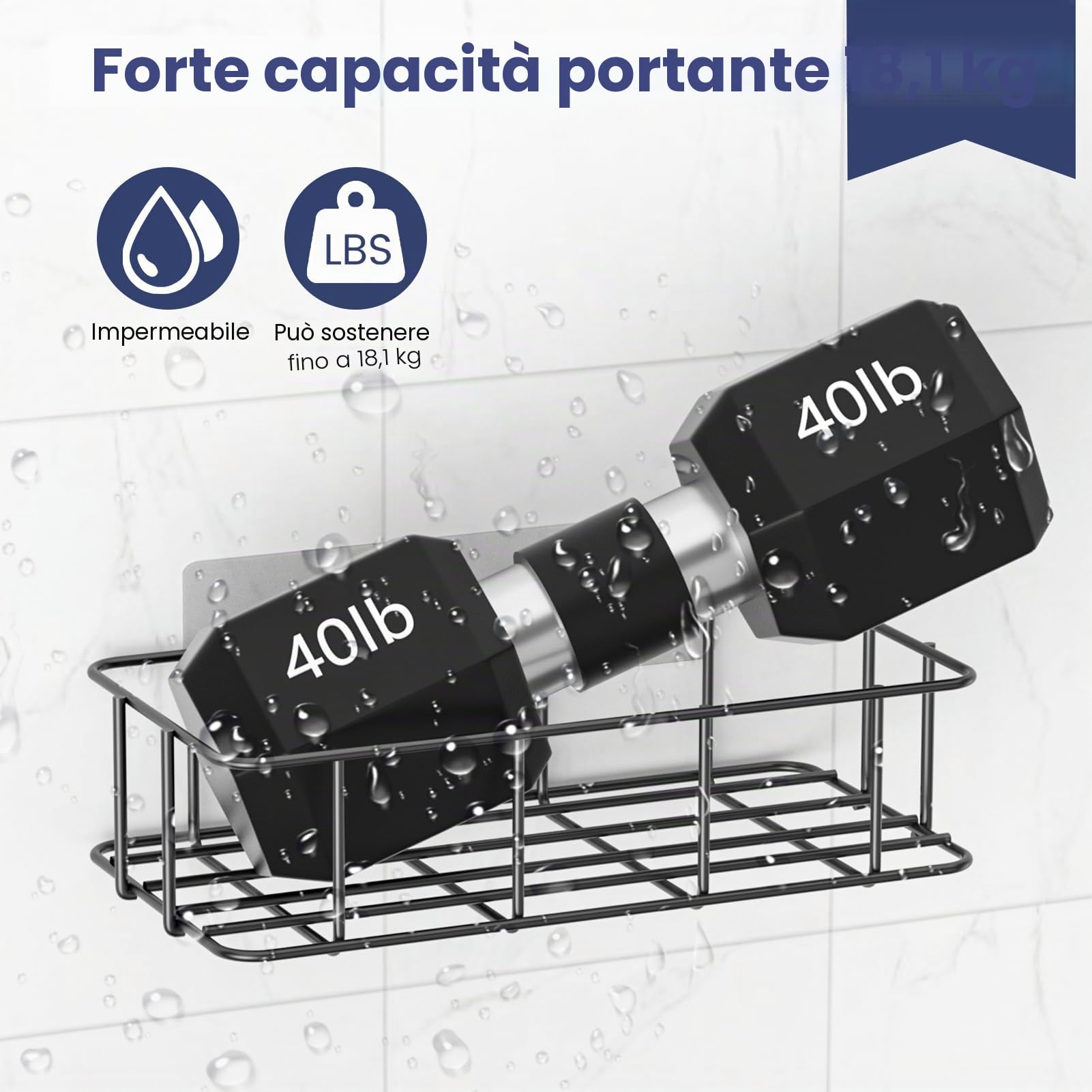 Ganci Adesivi per Mensola da Doccia, 5 Pezzi Sostituzione Dell'adesivo per il Contenitore per Doccia, Shower Caddy Adhesive Replacement (Adatto per appendere linee)
