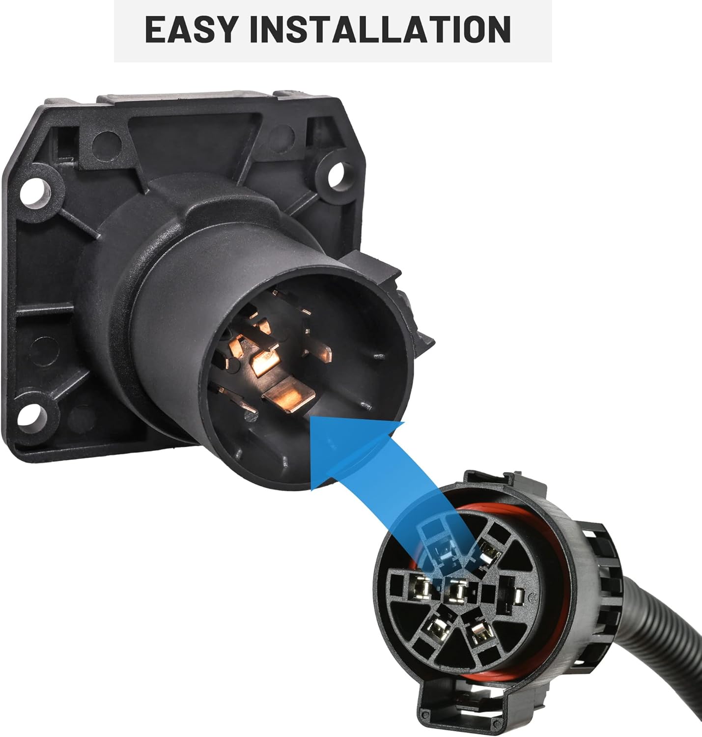 Oyviny Heavy Duty 7 Pin Trailer Plug Connector 8 Feet + Replacement USCAR to 7 Way RV Blade Trailer Connector