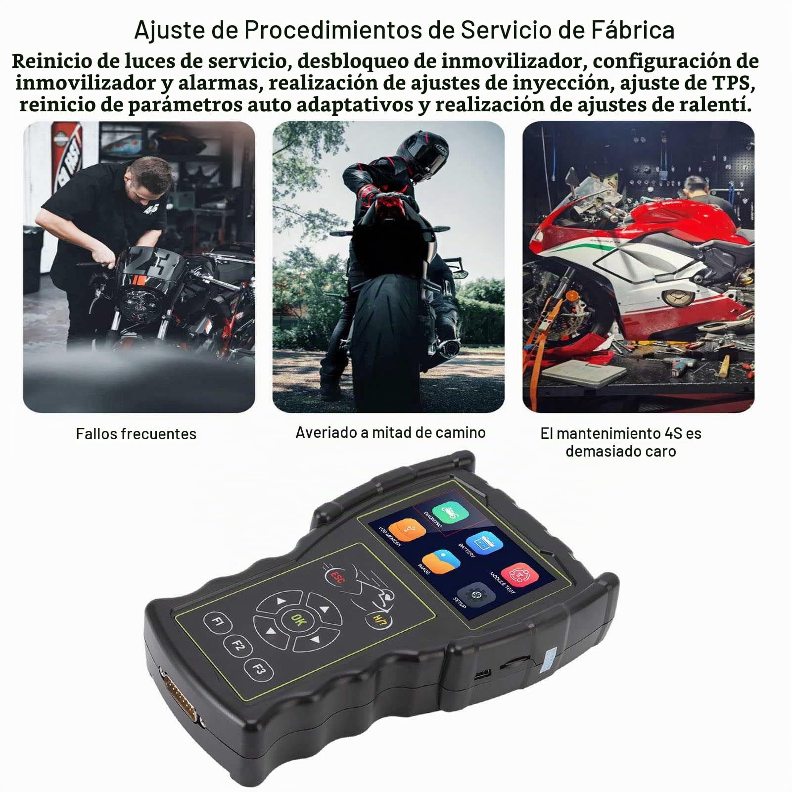 Herramienta de Diagnóstico de Motocicleta, para Escáner de Motocicleta M100 Pro Lector de Código de Falla OBD Multifunción de Alto Rendimiento