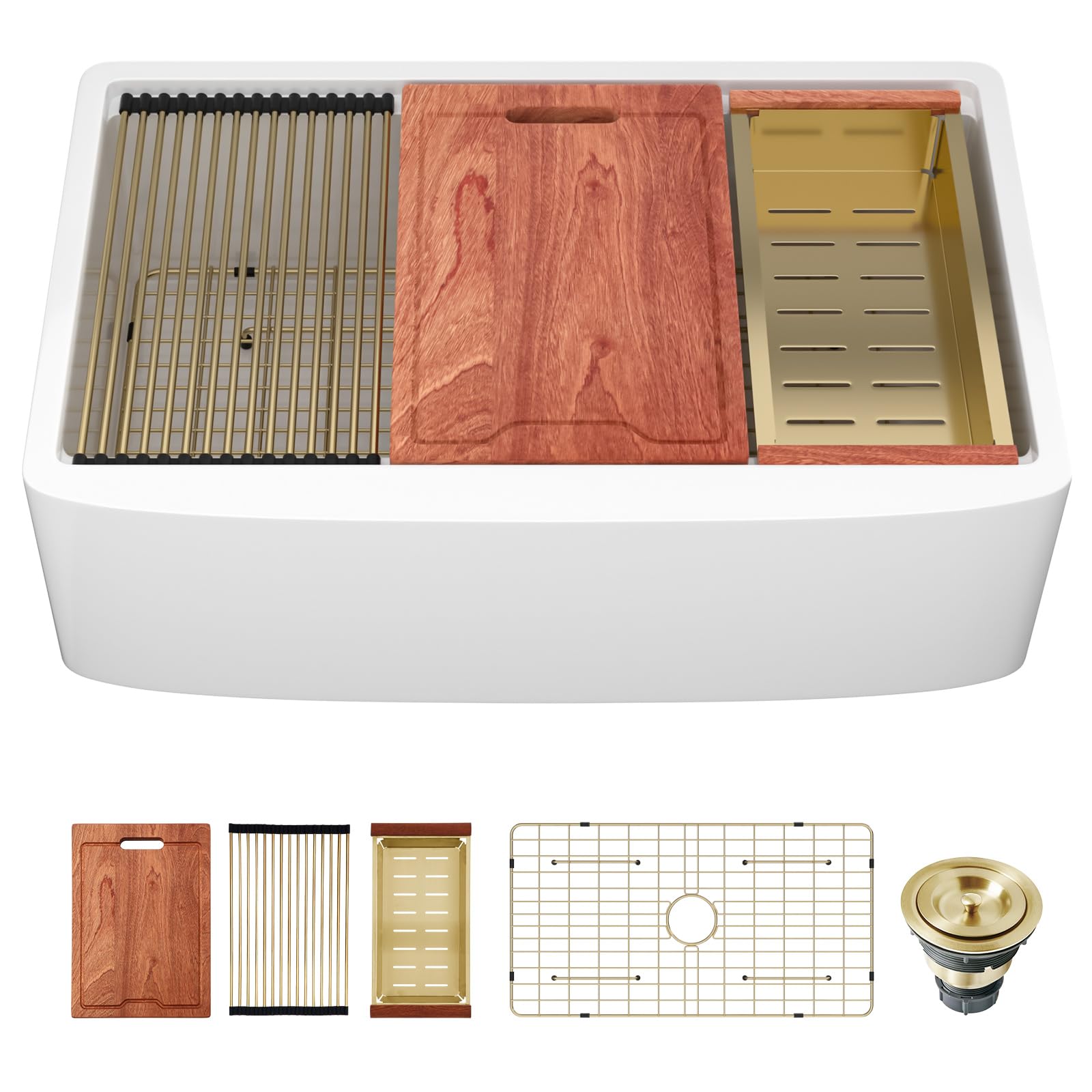 Sarlai 33 White Farmhouse Kitchen Sink