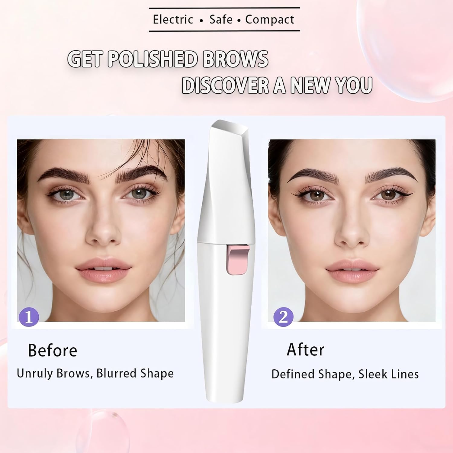 Eyebrow Trimmer Facial Hair Removal for Women, 2 in 1 Electric Rechargeable Face Shaver & Eyebrow Razor with Painless Gentle Trimming - for Face, Upper Lip, Eyebrows - Image 6