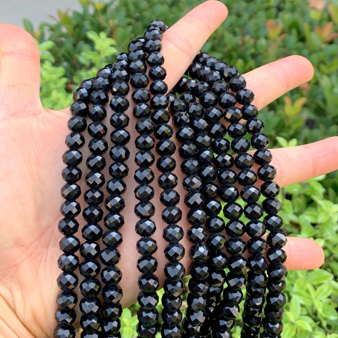 10 Strands Czech Faceted Rondelle Crystal Glass Loose Beads 8mm Spacer Bulk Jet Black (660-680pcs) for DIY Craft Jewelry Making CCR823