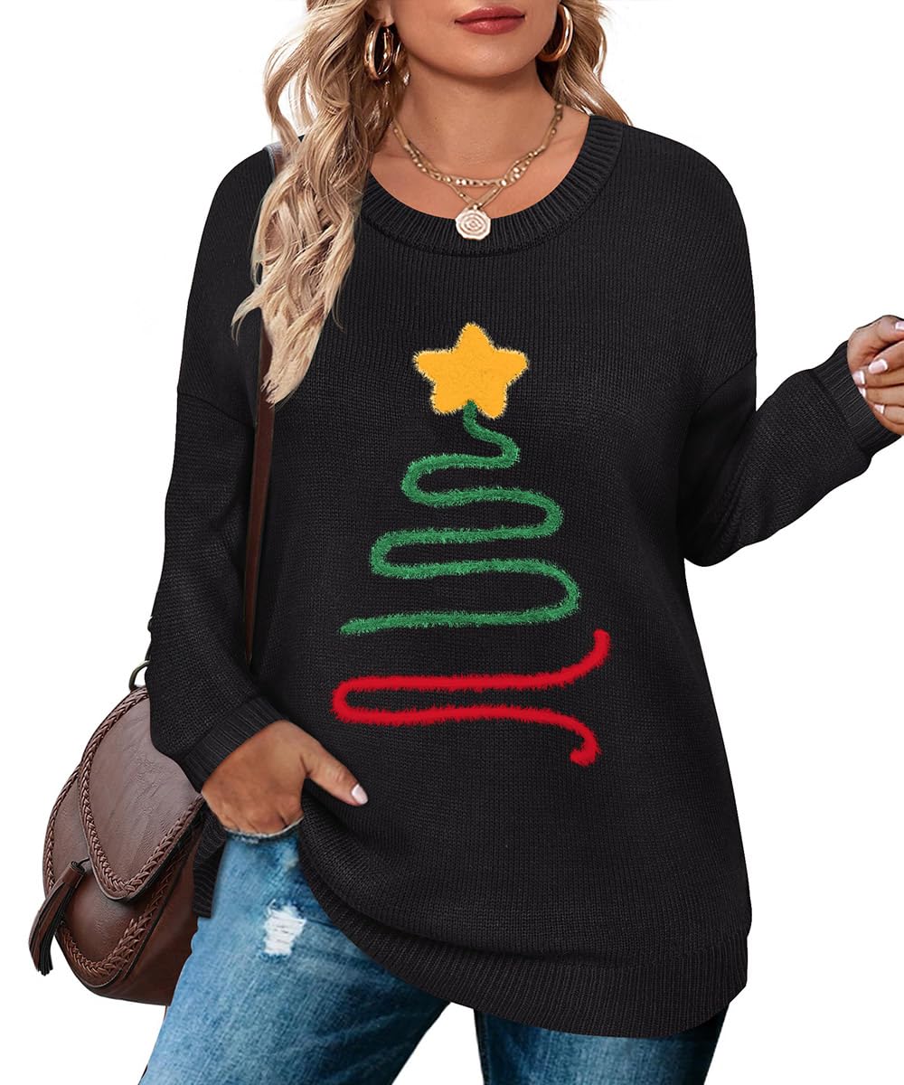 TIYOMI Plus Size Sweaters for Women Sexy Off Shoulder Pullover Crew Neck V Neck Hollow Out Long Sleeve