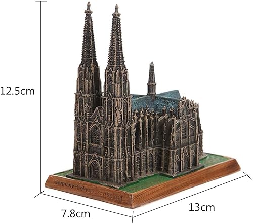 Miniatura 3 de Decoración de escultura, adorno de estatua de la catedral de Colonia de Alemania, estatua de resina, regalo coleccionable, marrón
