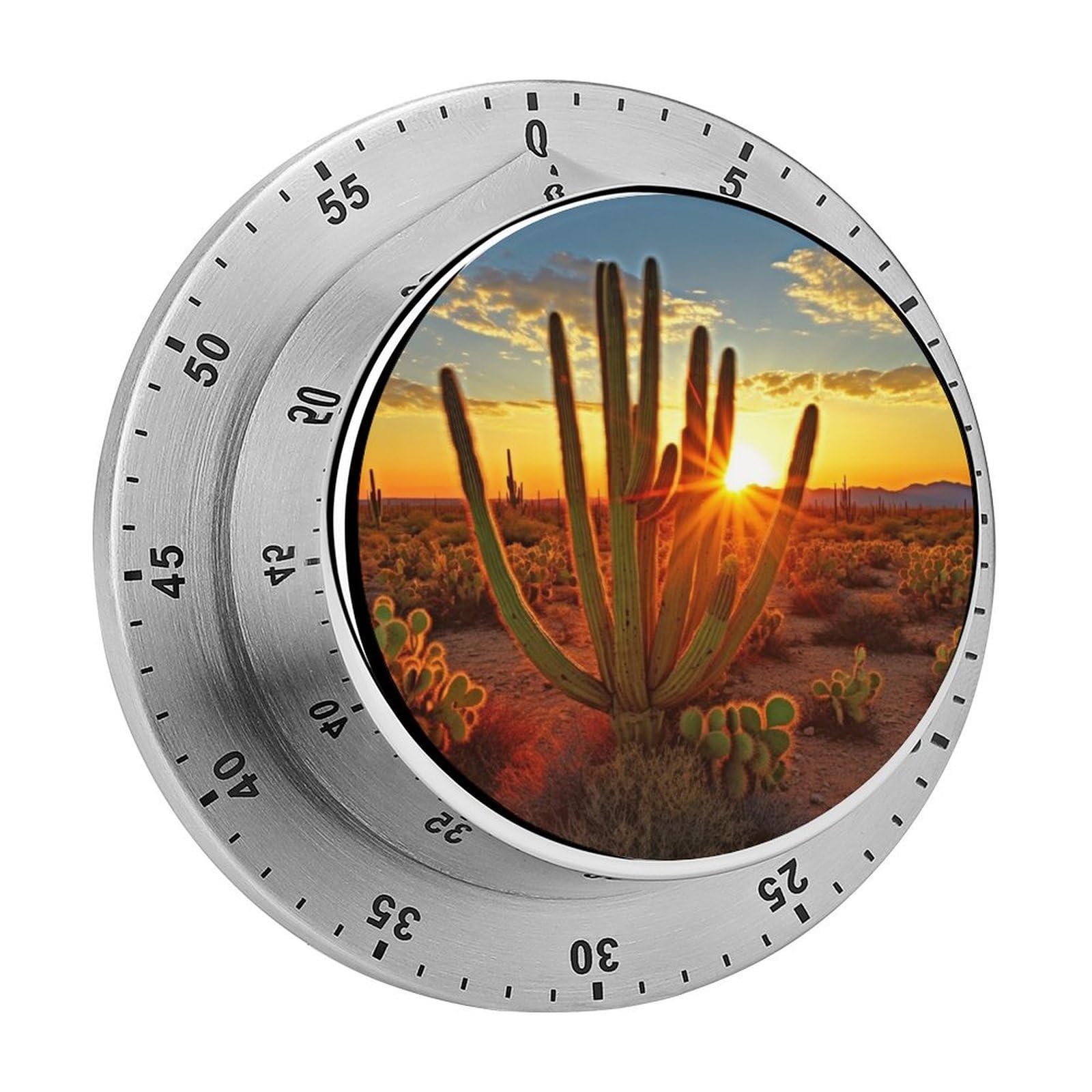 Sunset Cactus in Desert Kitchen Timer for Cooking,Chef Cooking Timer Clock with Loud Alarm Stainless Steel Countdown Timer No Batteries for Home Baking Cooking