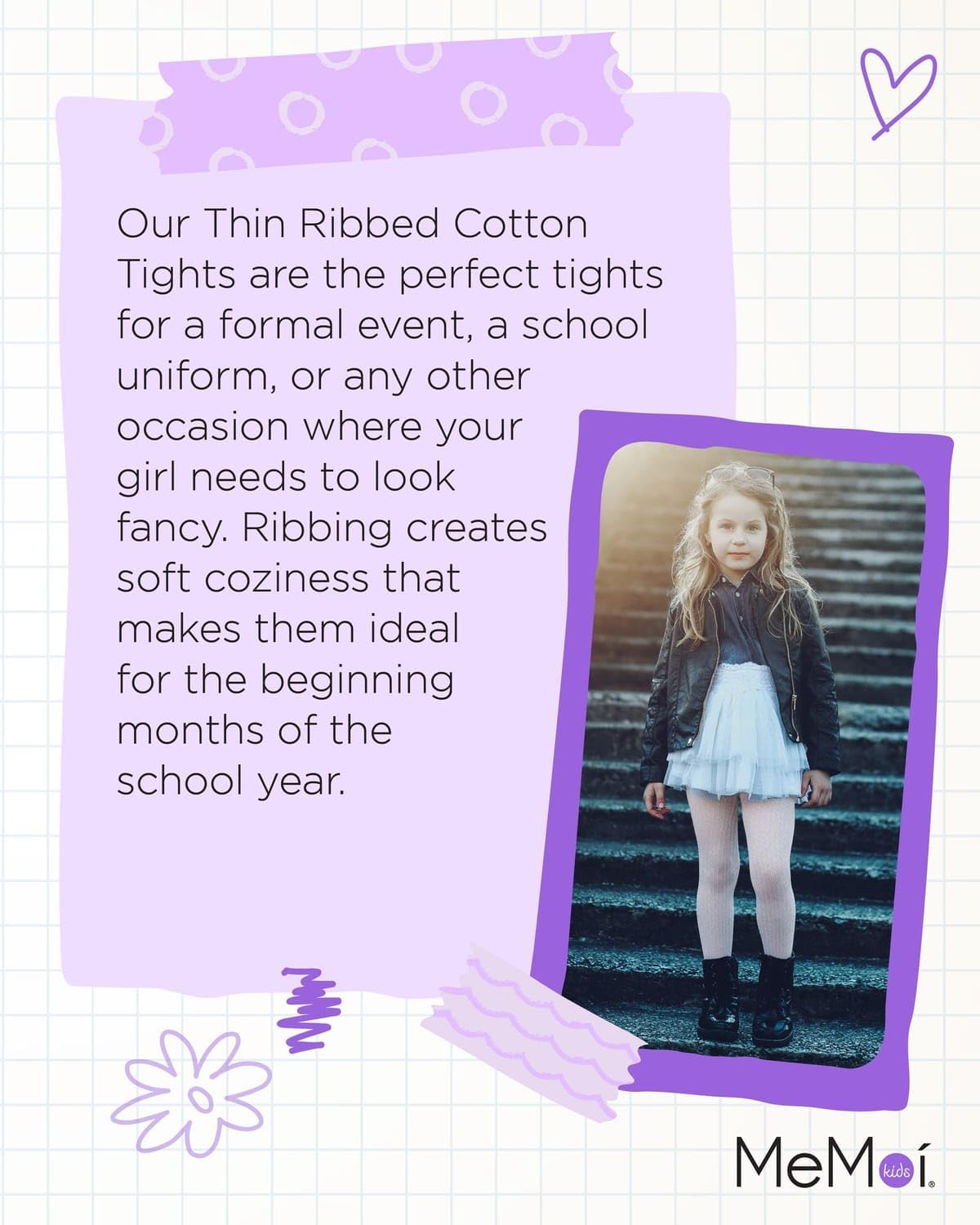 MeMoi Girls' Thin Ribbed Cotton Tights - Image 7