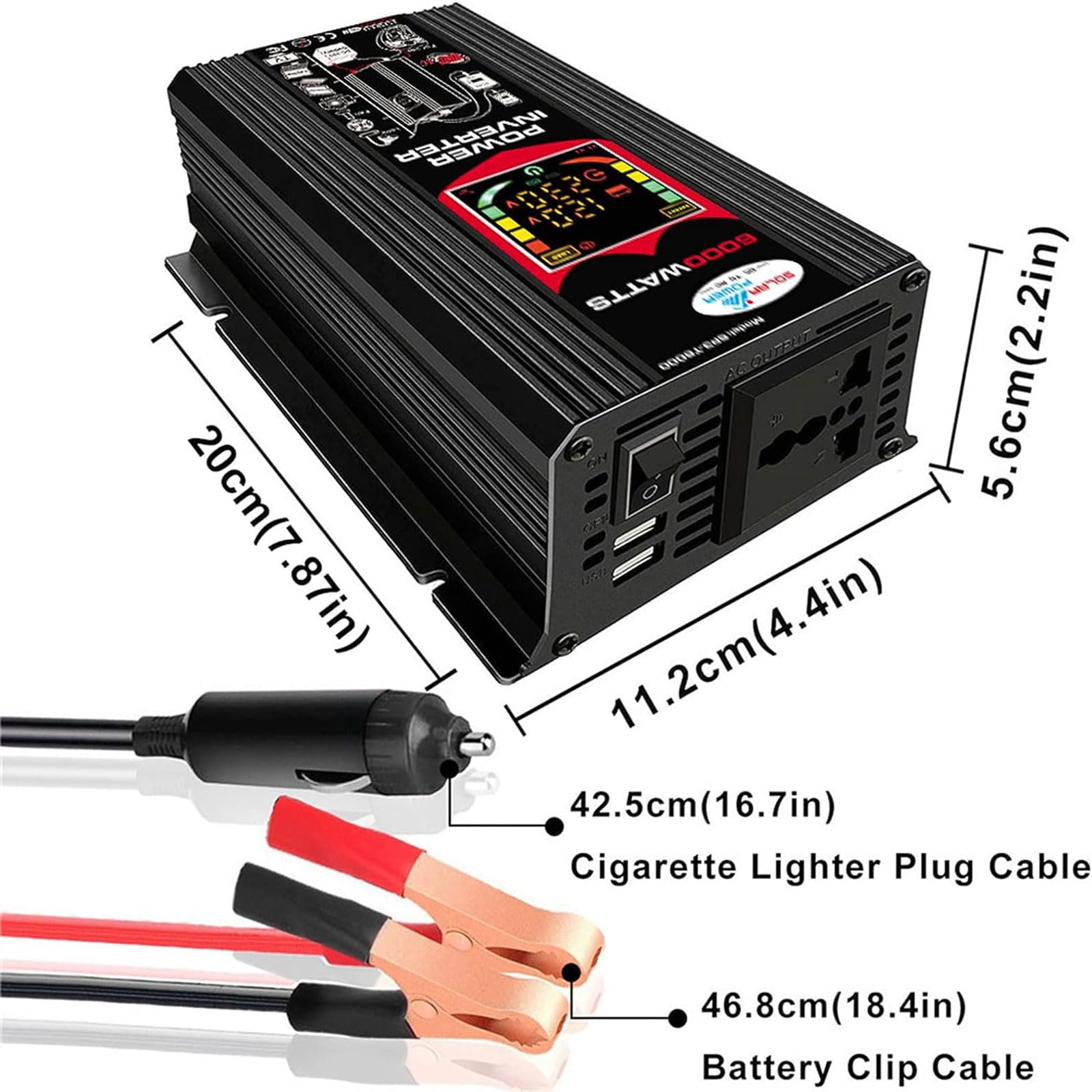Kit pannello solare off-grid da 6000 W con pannello impermeabile da 18 W e controller da 30 A(Black)