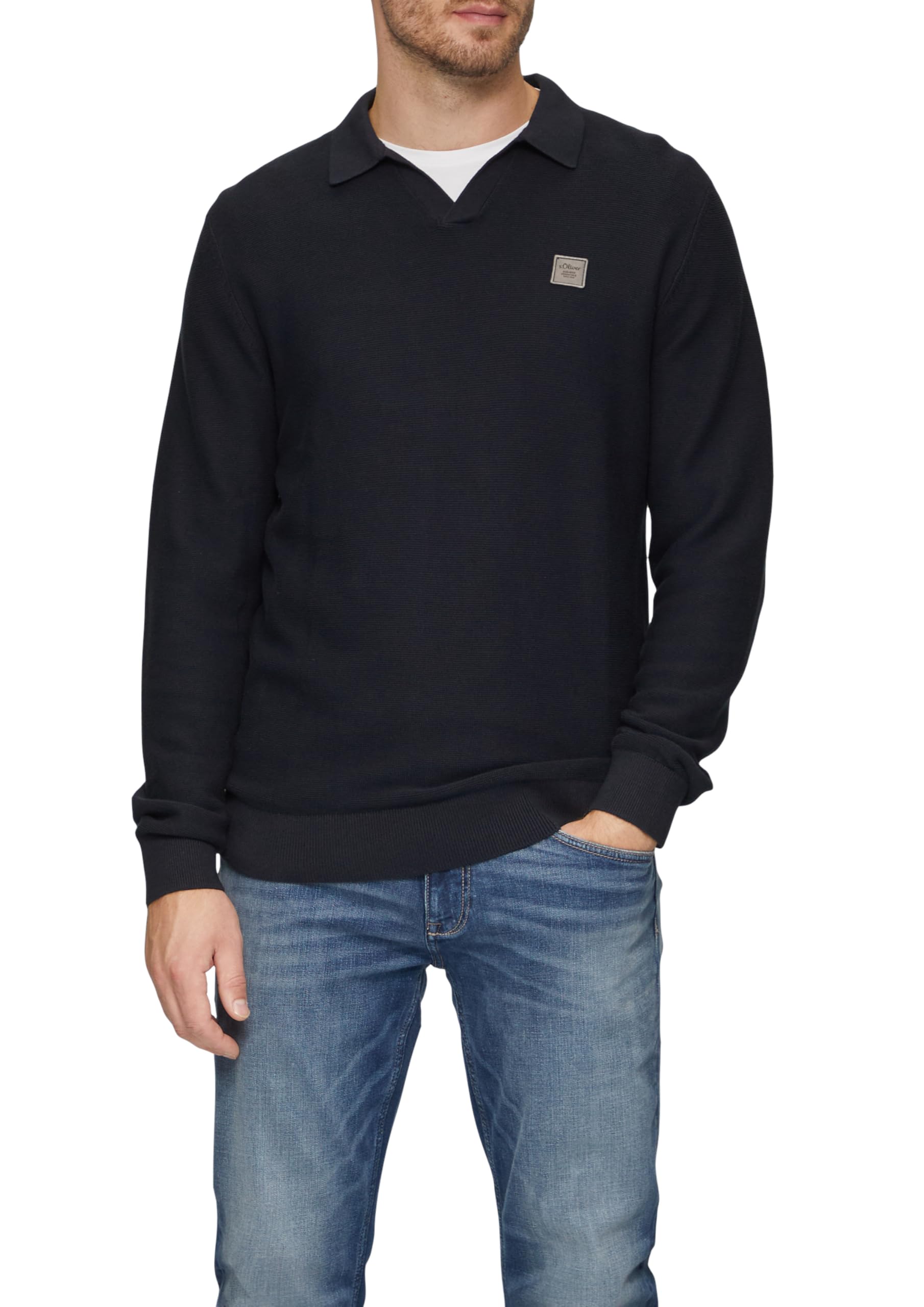 Pull col polo s.Oliver homme vêtement casual chic manches longues