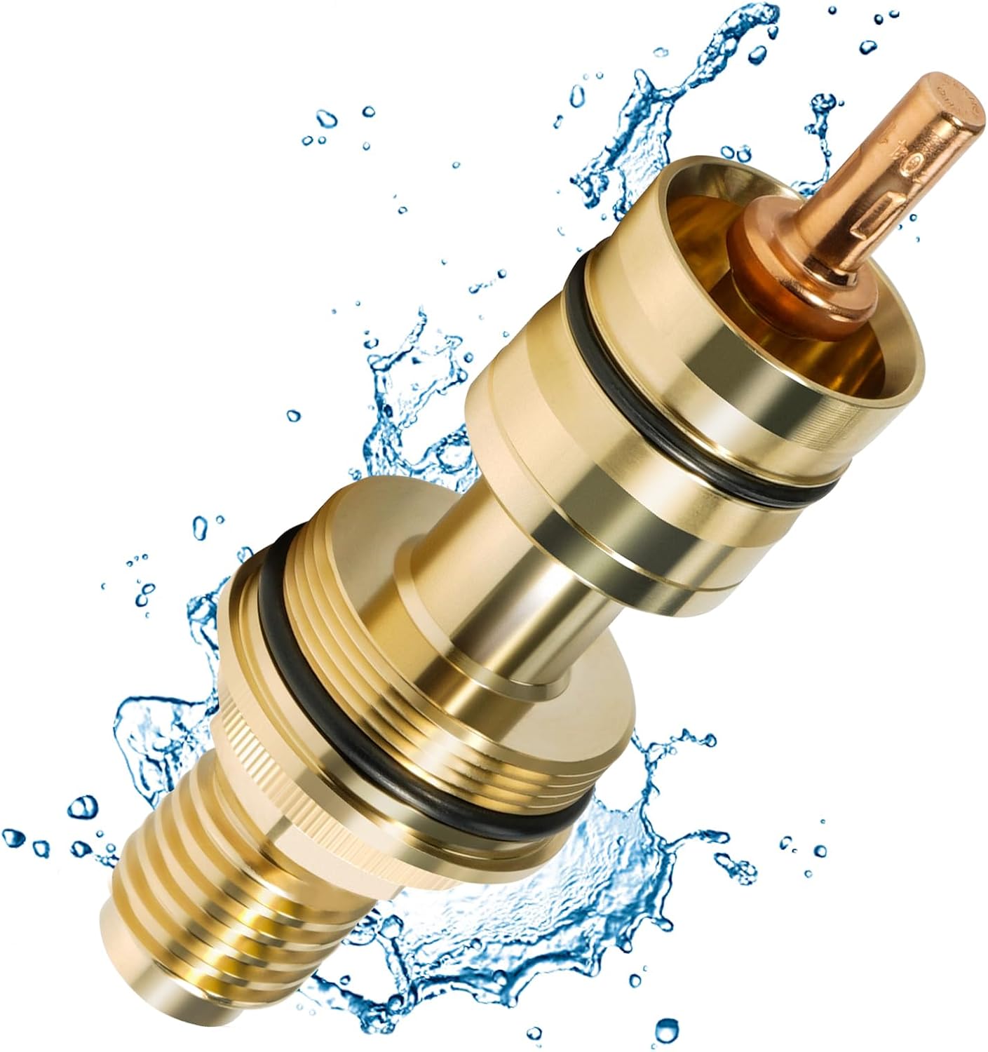 Fit for Grohe Thermostatic Cartridge Valve, 3/4" Chrome Thermo-Element Fit for GrohTemp 34902|Grotherm 34908, 34124-47582000 Brass Thermostatic Shower Replacement Precise Temperature Control