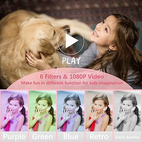 Miniatura 4 de Cámara para niños y niñas cámara de 1080P de 32 GB para niños cámara de video digital para niños regalos para niñas de 3 4 5 6 7 8 años recargable