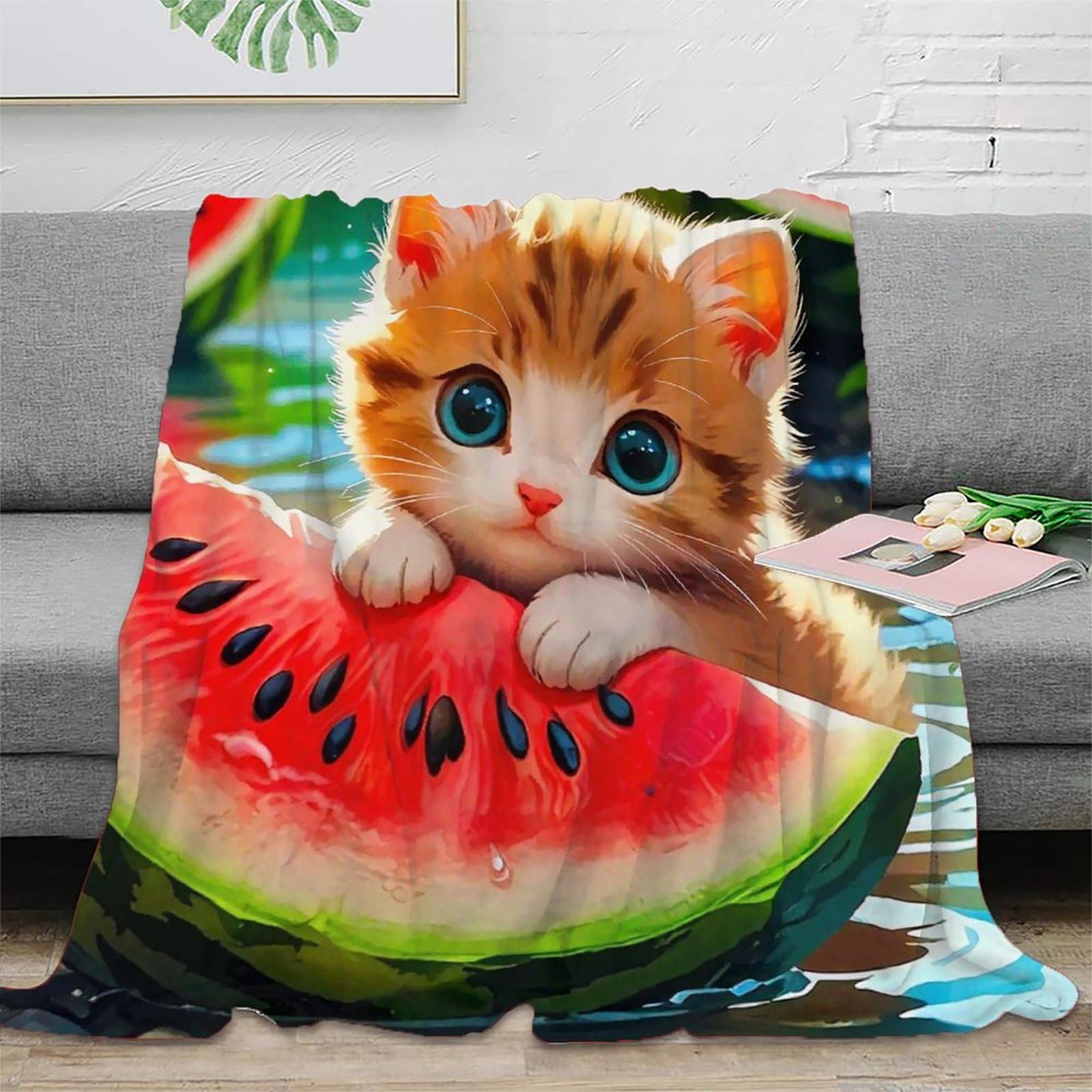 Plaid chat 3D doux pour soirées cocooning et lit adulte