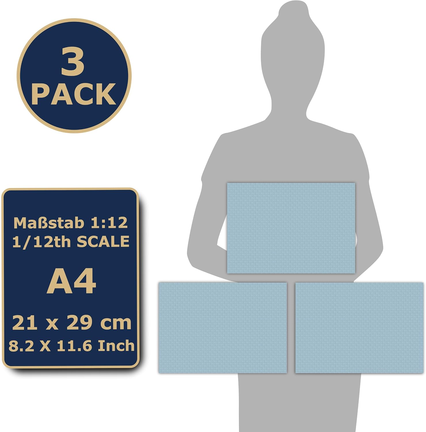 3 Sheets Self-Adhesive Wall Tiles, Bathroom Tiles, Kitchen Tiles, Metro Tiles for Dollhouses, Scale 1:12 (Light Blue Metro Tiles) image 4
