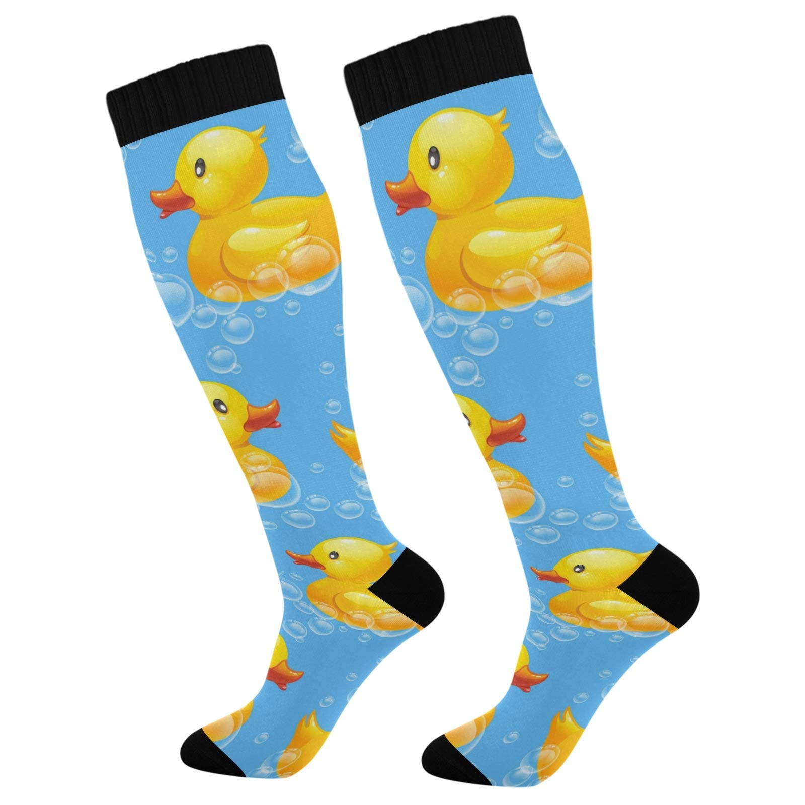 PUXUQU Cute Rubber Duck Men' Women' Over Knee Thigh High Long Socks 2 Pack