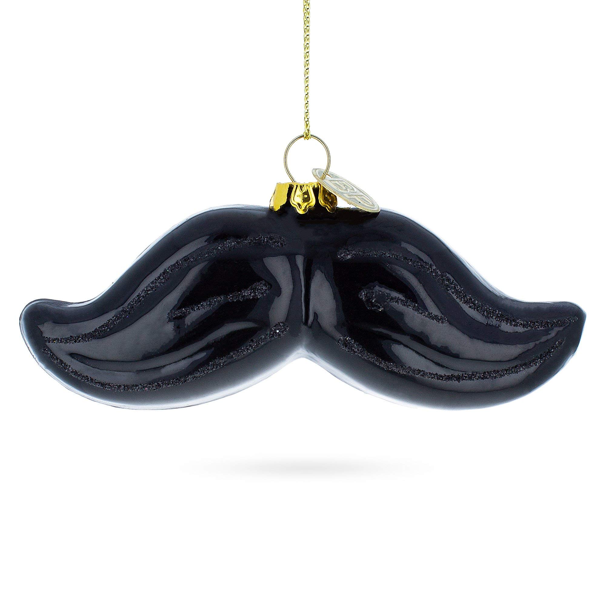 Moustache noire ornement de Noël en verre soufflé suspension sapin