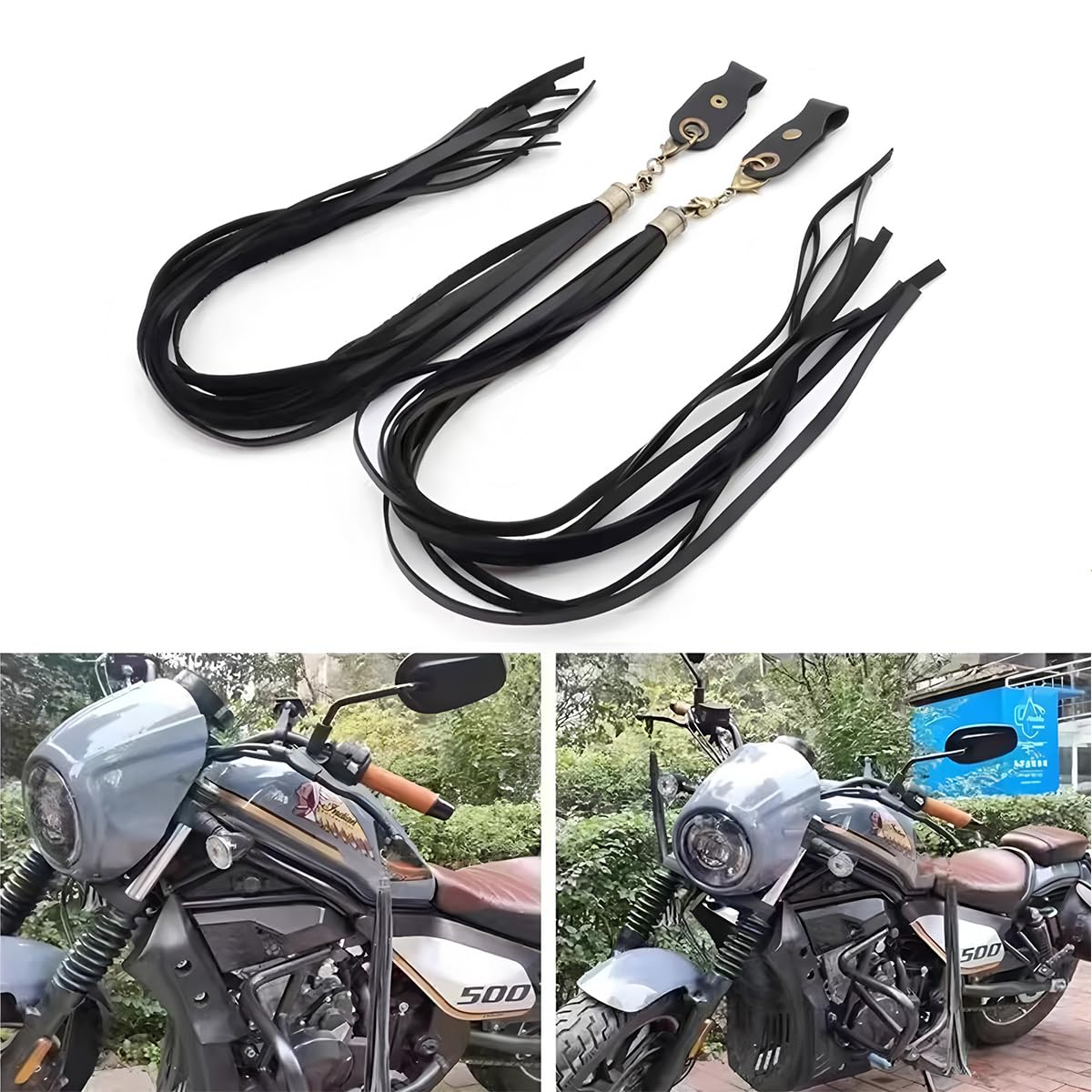 1 paio di copri-impugnatura universale per manubrio in pelle PU per moto, freno e frizione, con nappa, accessori decorativi per moto
