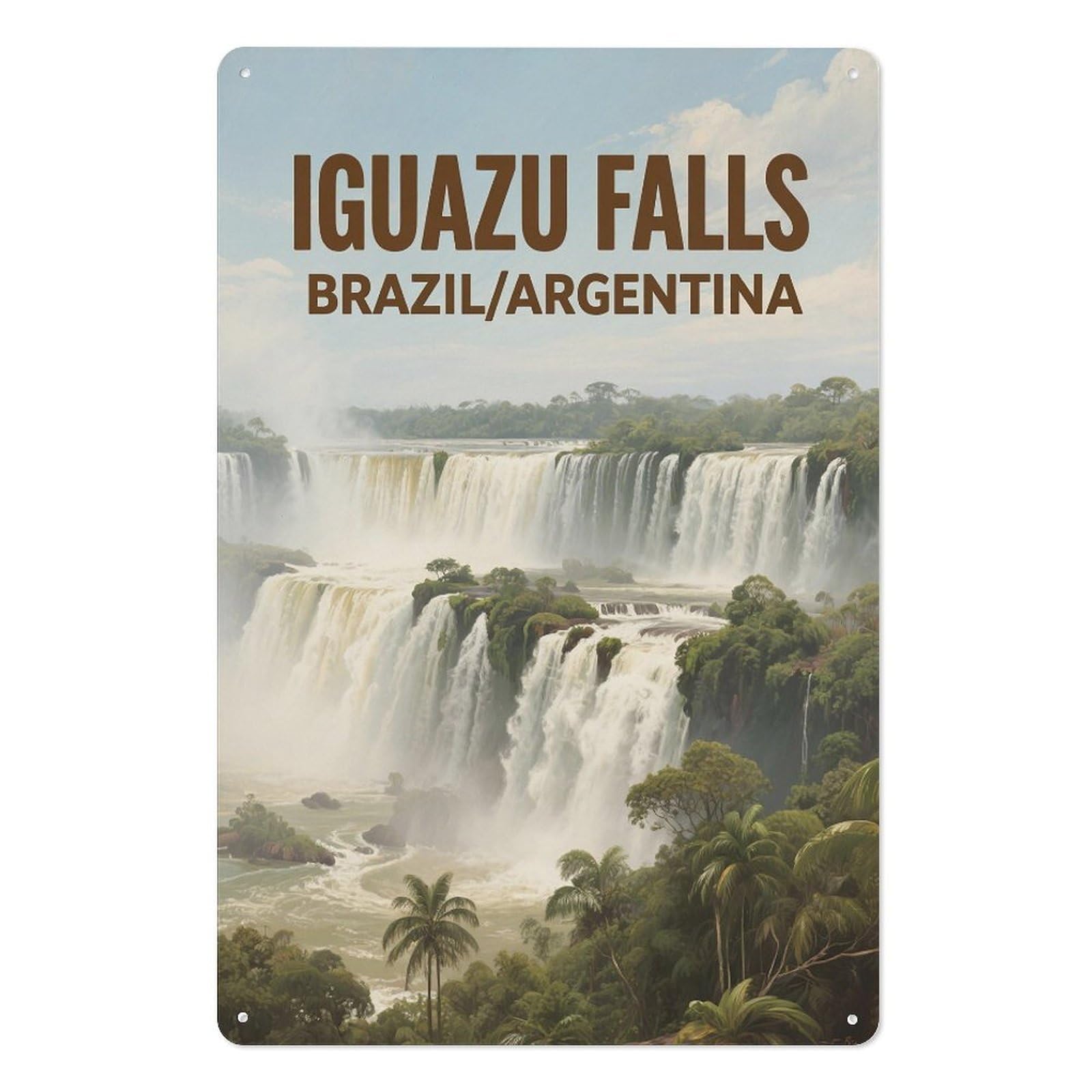 Iguazu Falls Brazil Retro Design Tin Paintings Vintage Tin Sign 08x12inch(20x30cm) Wall Art for Home Office Bedroom Living Room Cafes Wall Decor