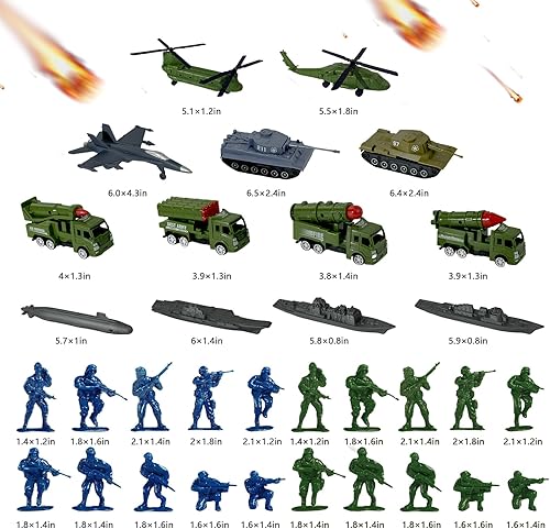 Miniatura 10 de Army Men Toys - Juego de batalla grande que incluye figuras de acción de hombres del ejército, tapete de batalla militar, tanques, helicópteros
