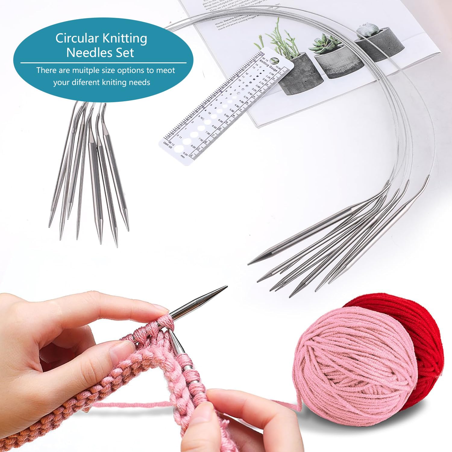 8 Ferri Circolari In Acciaio - Set Da Maglia 60cm, Misure 2-8mm - Foto 3