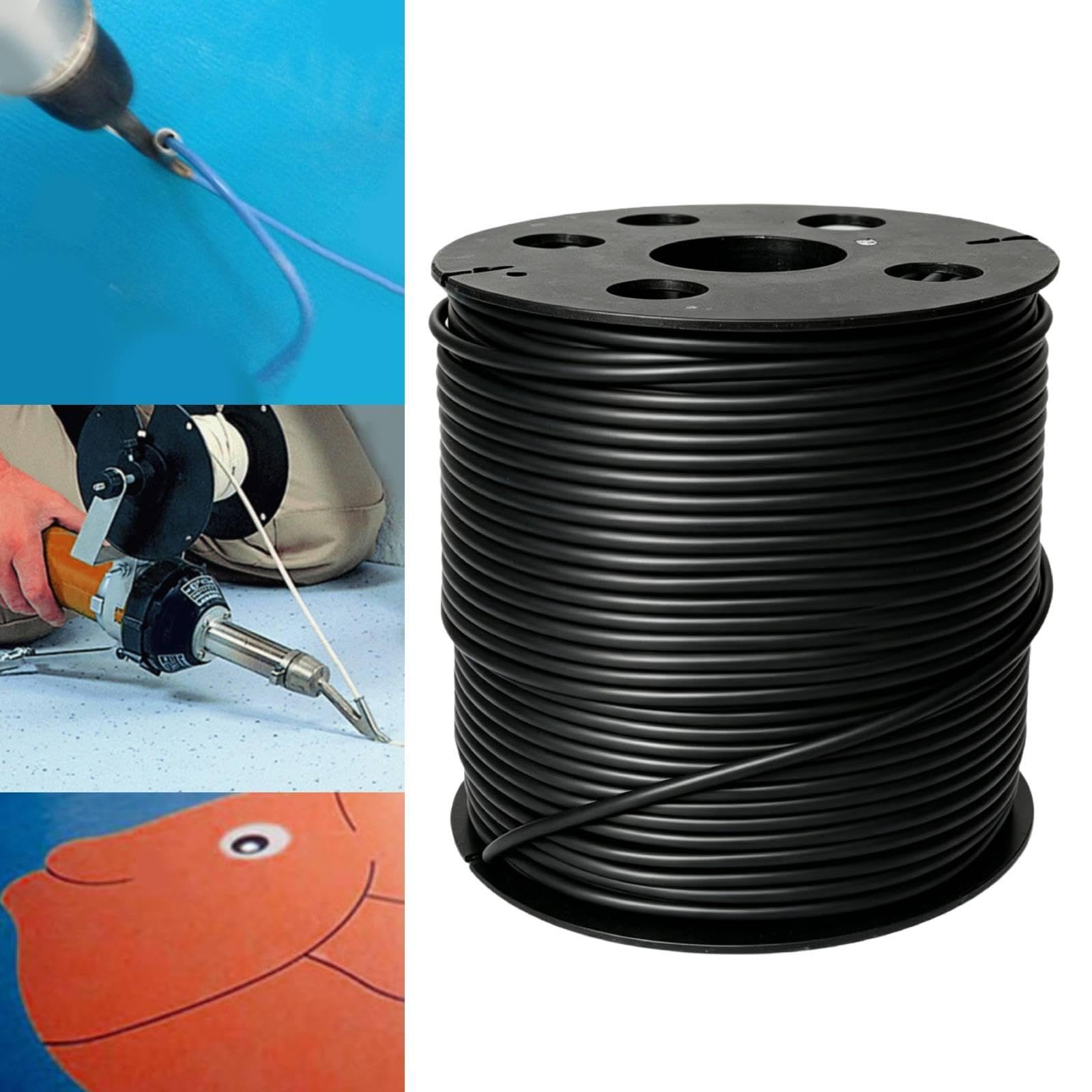 perfk Bacchette di Saldatura Rotonde in PVC, Adesivo per Pavimenti, 10 M, Bacchette di Saldatura Multifunzionali per Pavimenti in Vinile E, Nero