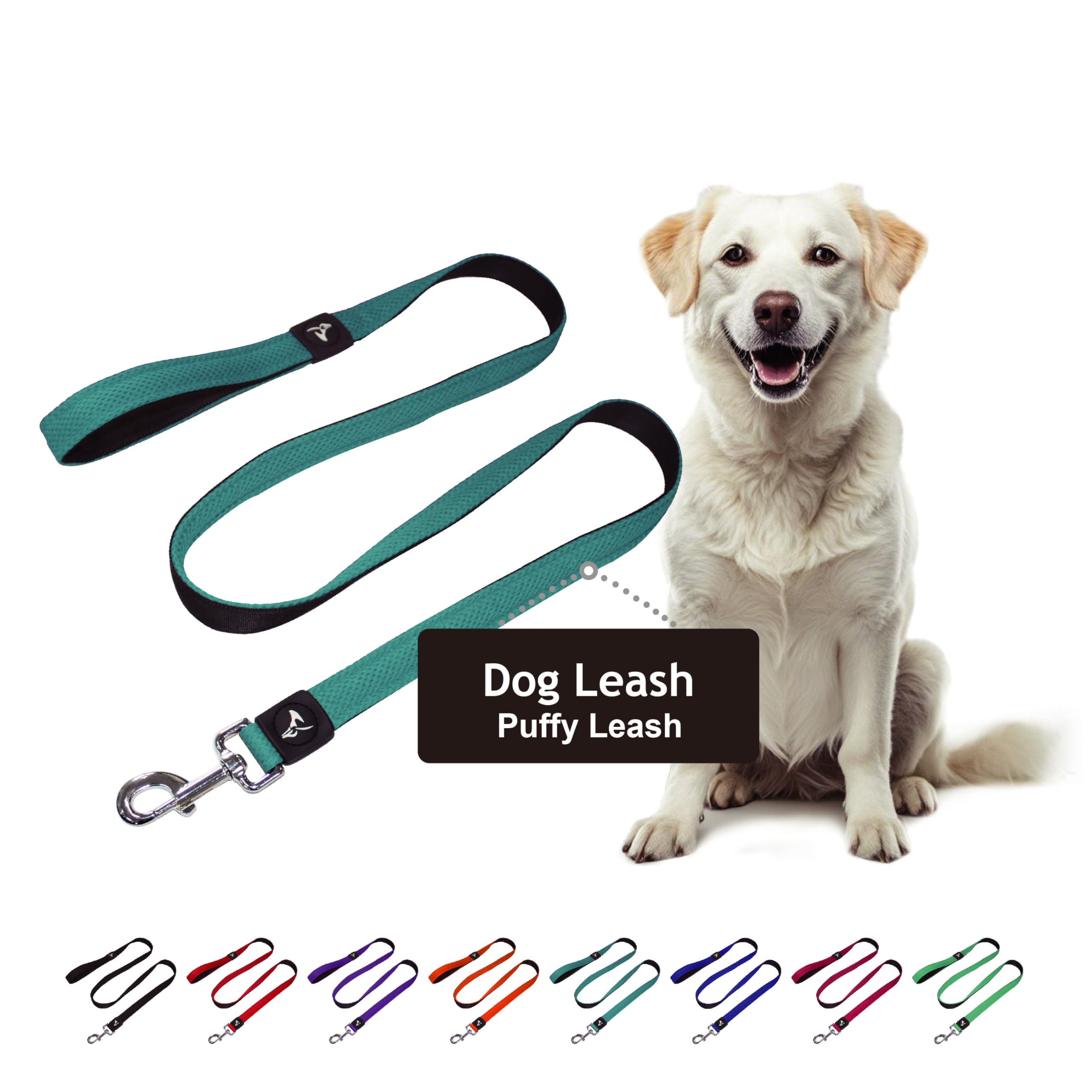 Kruz Premier 5ft Dog Mesh Leash - KZA1160-11M/L - Lightweight, Breathable, Comfort Puffy - Secure Dual-Layered Tangle-Free Mesh Lead for Dog Walking, Running, Training - Turquoise - 1