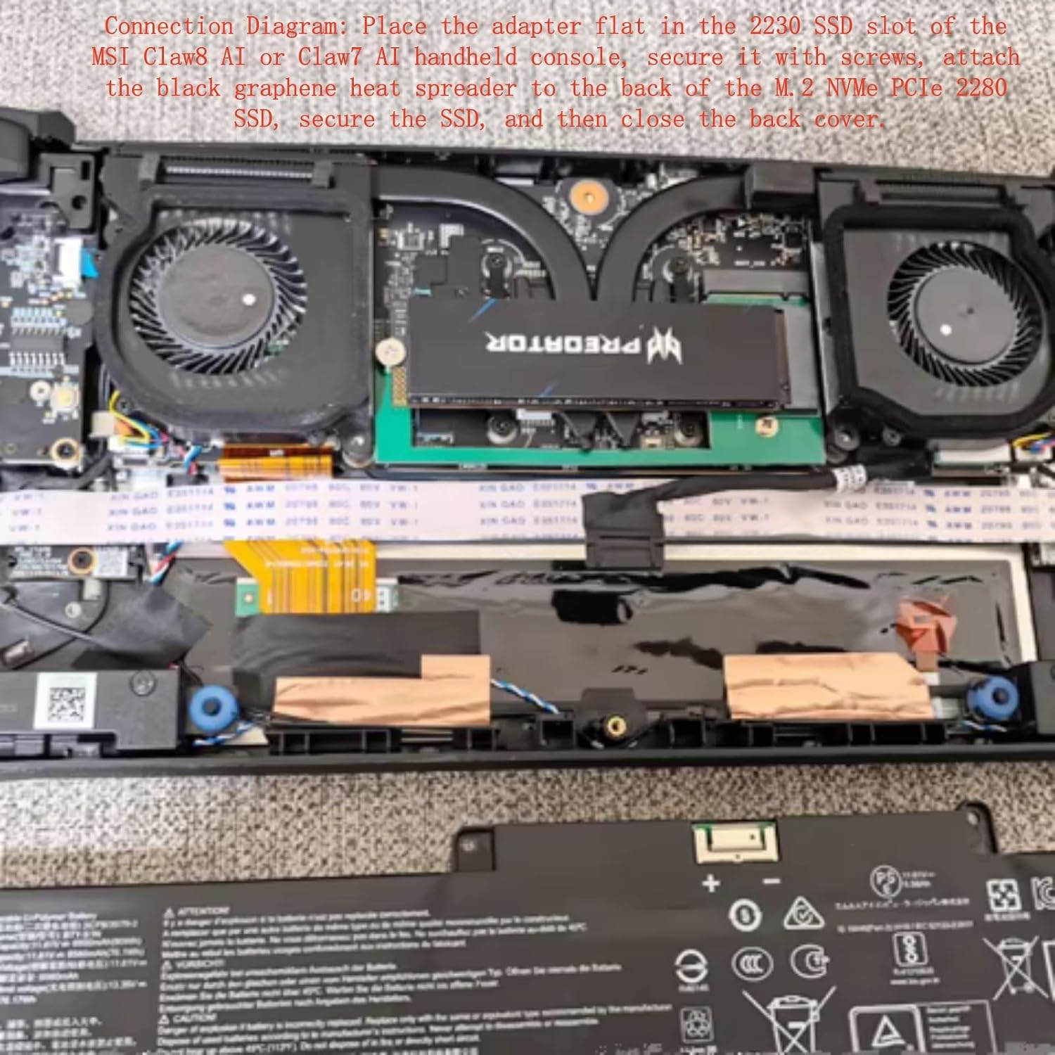 for MSI Claw8 AI or Claw7 AI Handheld Devices M.2 NVMe PCIe 4.0 SSD Adapter,Modified 2230 to 2280 SSD Converter Board,PCIe 4.0 Expansion Card 90 Degree,Expandable high Capacity Memory Card Green