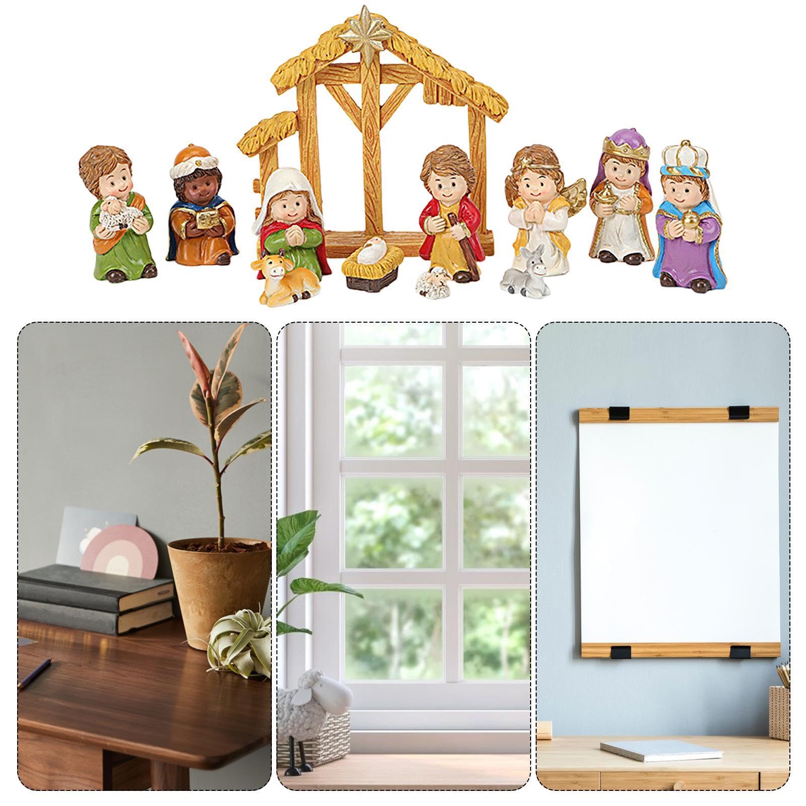 Resin Nativity Set, 12-Piece Nativity Figurines, Religious Holiday Decor for Church Home
