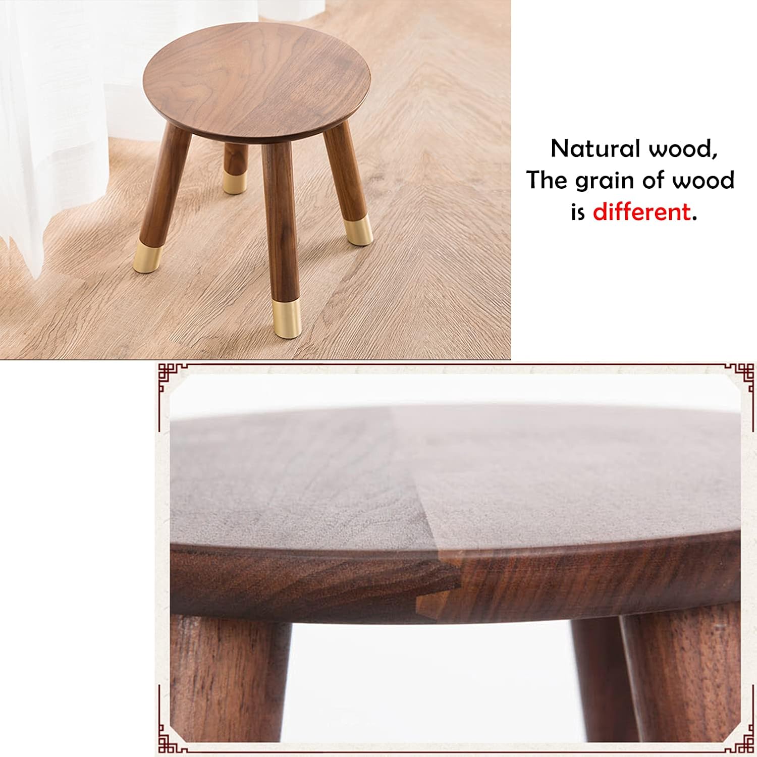 Black Friday - 70% OFF XIFOWE 9 inch Black Walnut Wood Kids Stool, Set of 2 Handmade Solid Stool for Kids, Adult Doonway Shoe Changing Stool, Living Room Read Rest Seat, Low Stool for Reading Side Stool for Bedroom, Study.