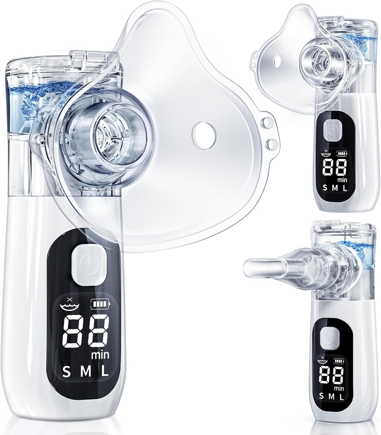 HAWKWAY Portable Nebulizer for Adults Kids Handheld Nebulizer Mist with LED Digital Display & Auto-Cleaning Portable Atomizer for Home Office Travel