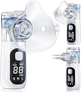 HAWKWAY Nebulizer, Portable Nebulizer for Adults & Kids, Handheld Mist with LED Digital Display & Auto-Cleaning, Compact for Home, Office & Travel