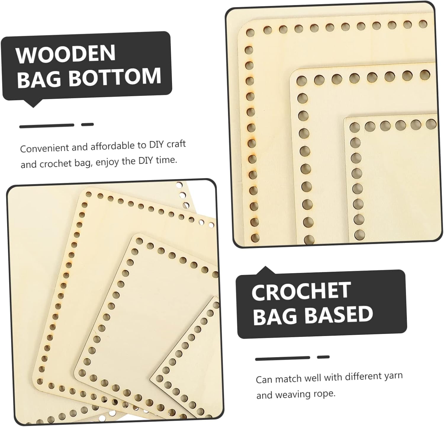 OSALADI 5Pcs Wooden Basket Bottom Base for Crochet Natural Wood Bag Bottom for DIY Crafts Pre Drilled for Easy Weaving Durable Versatile Storage