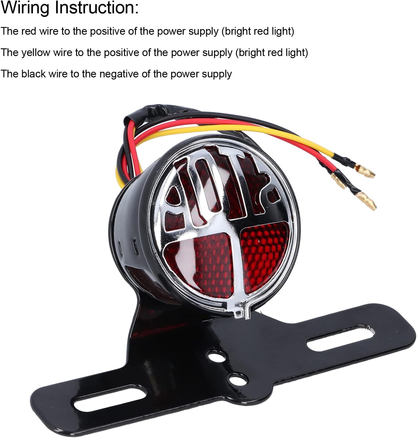 LED Motorcycle License Plate Light, Retro Modification Universal Integrated Brake Light Taillight DC12V with Bracket for Vintage Custom Night Safety Riders Enthusiasts