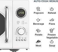 Vista 5 de Emerson MWRG0901W - Microondas retro de 0.9 pies cúbicos con función de parrilla de 1,000 W, potencia de cocción de 800 W, pantalla LED, 5 niveles