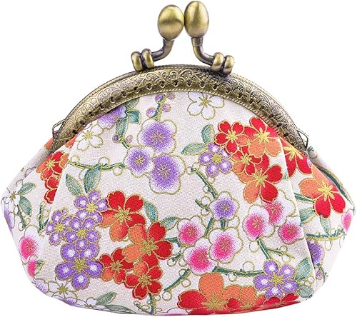 Oyachic Monedero, monedero con cambio floral, bolsa vintage para monedas, pequeña cartera con cierre de cierre de beso para mujeres y niñas