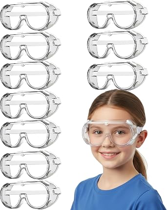 10 Pieces Kids Safety Goggles, Lightweight Polycarbonate Lenses and PVC Frame, Eye Protection for Kids