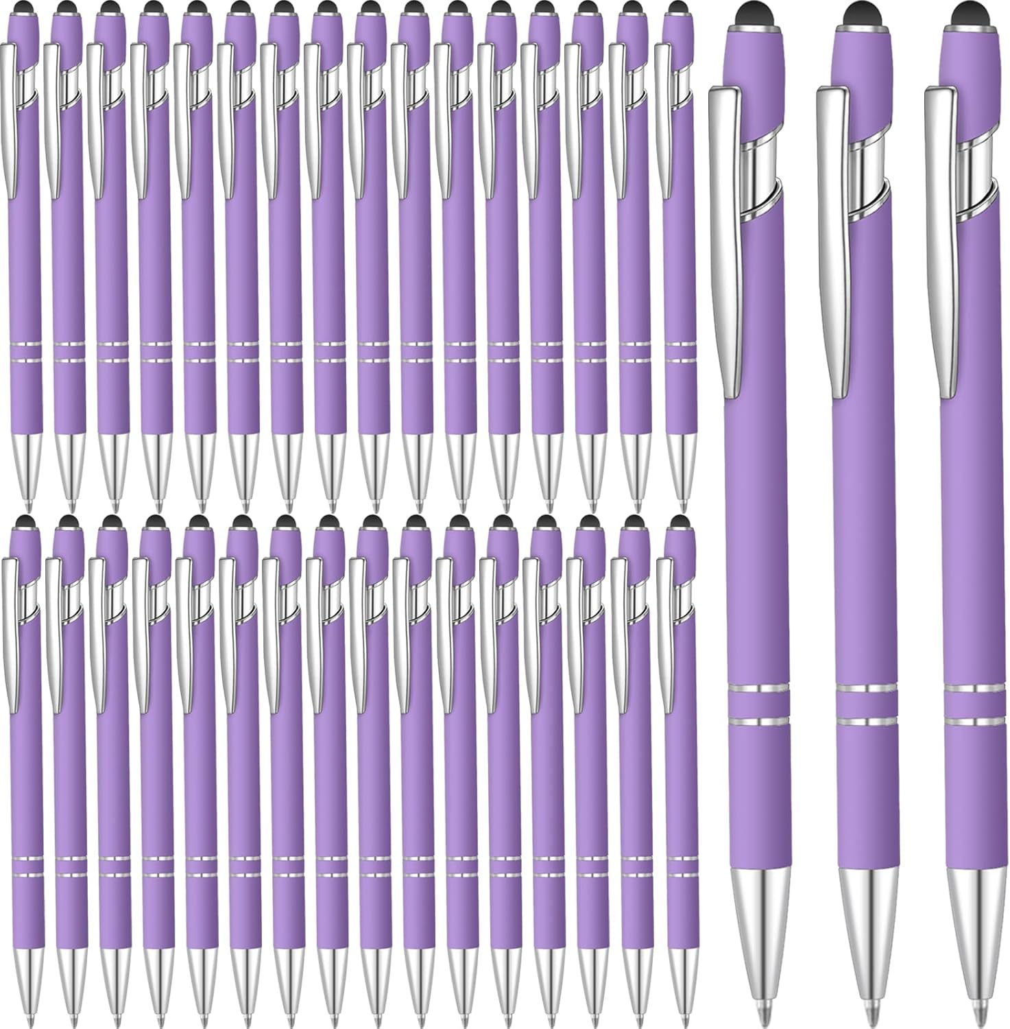 100 Pcs Ballpoint Pen with Stylus 2 in 1 Ballpoint Pen for Touch Screens, 2 in 1 Thank You Pen Gift for Colleagues, Coworker, Office (Purple)