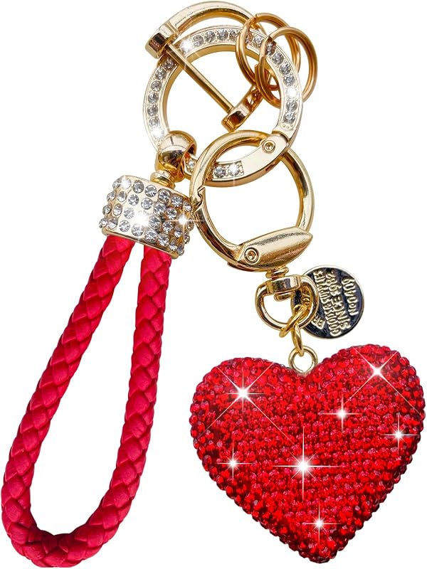 Llavero de cristal para mujer con diamantes de imitación brillantes en forma de corazón, bonitos llaveros para mujeres y niñas, regalos