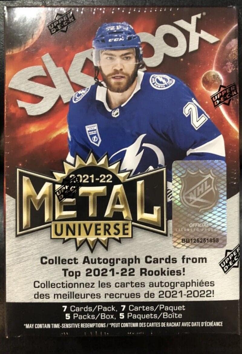 2021-22 NHL Upper Deck Skybox Metal Universe Hockey Factory Sealed Blaster Box. 5 Packs of 7 Cards. See scans for great content possible!