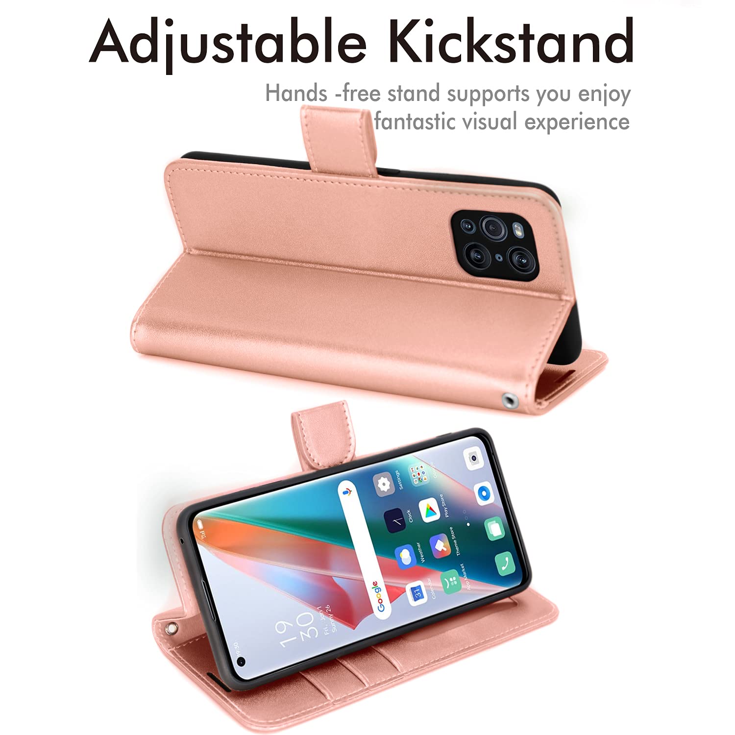Asuwish Compatible With OPPO Find X2 Neo Wallet Case And Tempered Glass Screen Protector Card Holder Stand Leather Flip Cell Accessories Phone Cover For X 2 X2Neo FindX2 Women Men Rose Gold - View #8