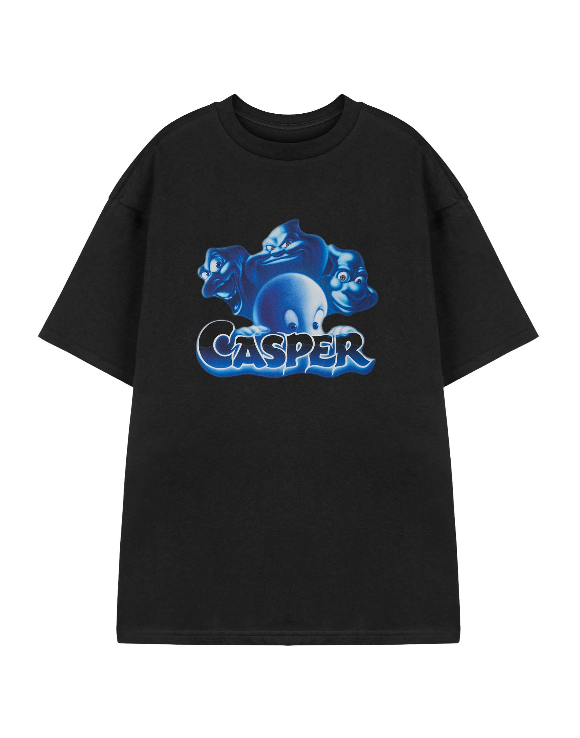 Vanilla Underground Unisex Black - Casper & Friends Casper Black Short Sleeved T-Shirt | Friendly Ghost Graphic Tee | Classic Cartoon Character Top For Men And Women | Retro Casper & Friends Apparel Gift
