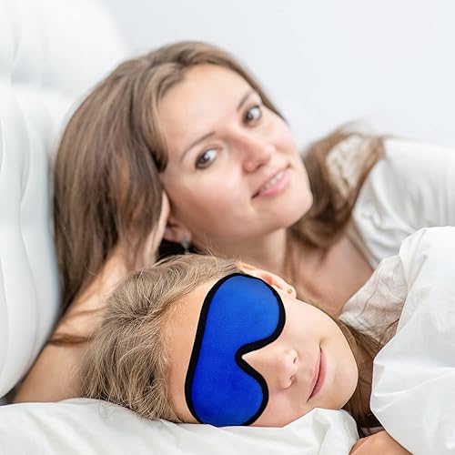 Miniatura 6 de 2 máscaras 3D para dormir para niños, máscara de ojos contorneada de espuma viscoelástica, cubierta de ojos para dormir de viaje con correa