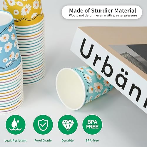 Miniatura 5 de KGKTU Paquete de 500 vasos de papel desechables de 5 onzas, coloridos vasos pequeños para enjuague bucal, para fiestas, pícnics, barbacoas, viajes y