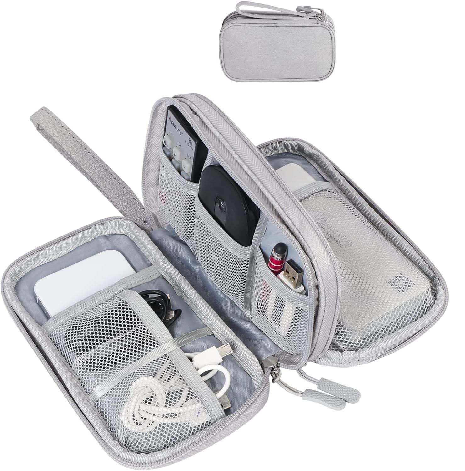 Swift Waterproof Cable Organizer Bag | Portable Travel Case for Electronics Accessories - Cables, Chargers, Earphones, Hard Drives, Power Banks (Grey)