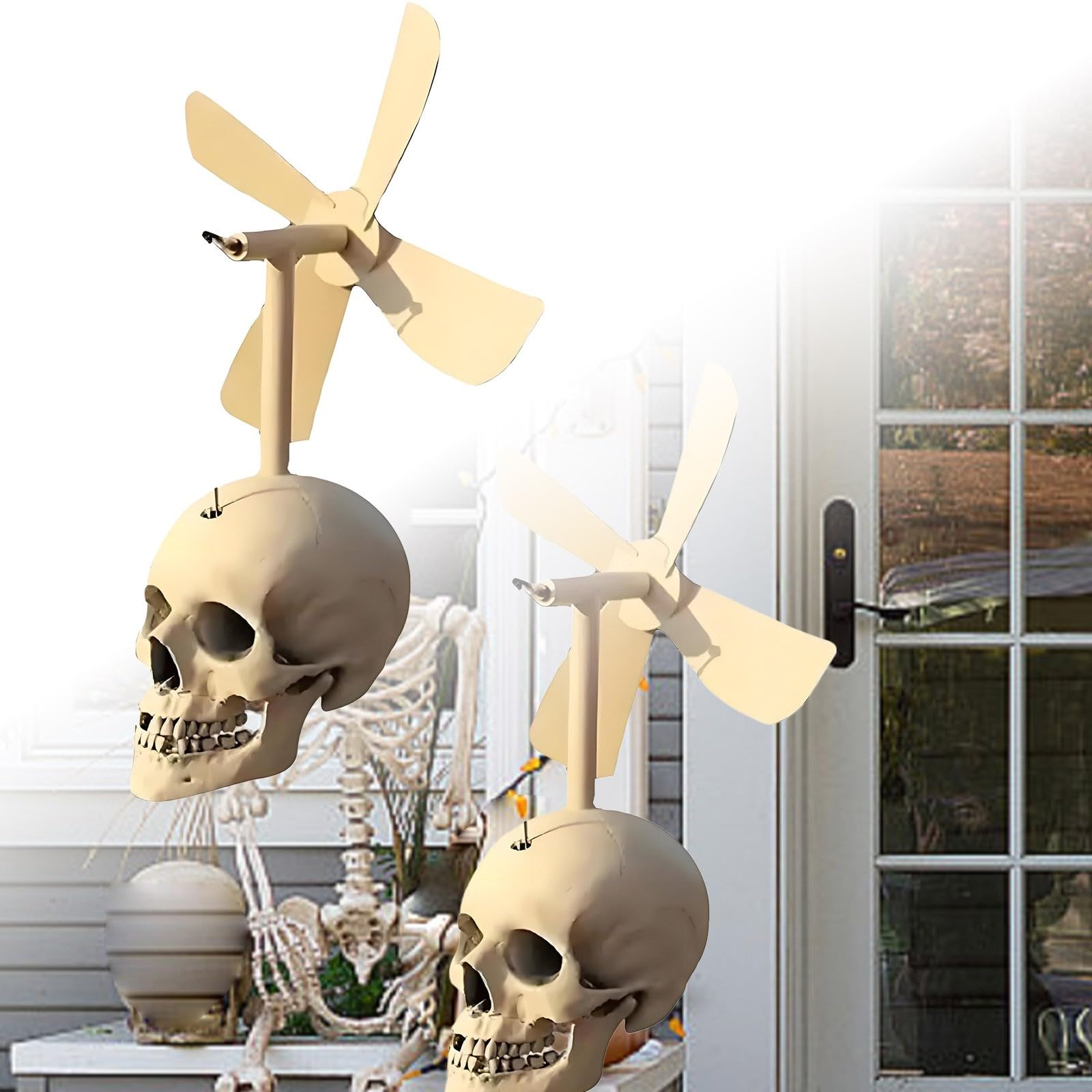 2026 Windmühlen-Garten-Metall-Halloween-Outdoor-Skulptur für Terrasse (White, 45cm)