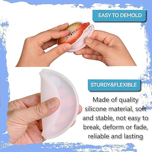 Miniatura 7 de Paquete de 8 moldes de resina de Navidad, 2 estilos redondos de silicona para colgantes, moldes de adornos de Navidad para fundición de resina