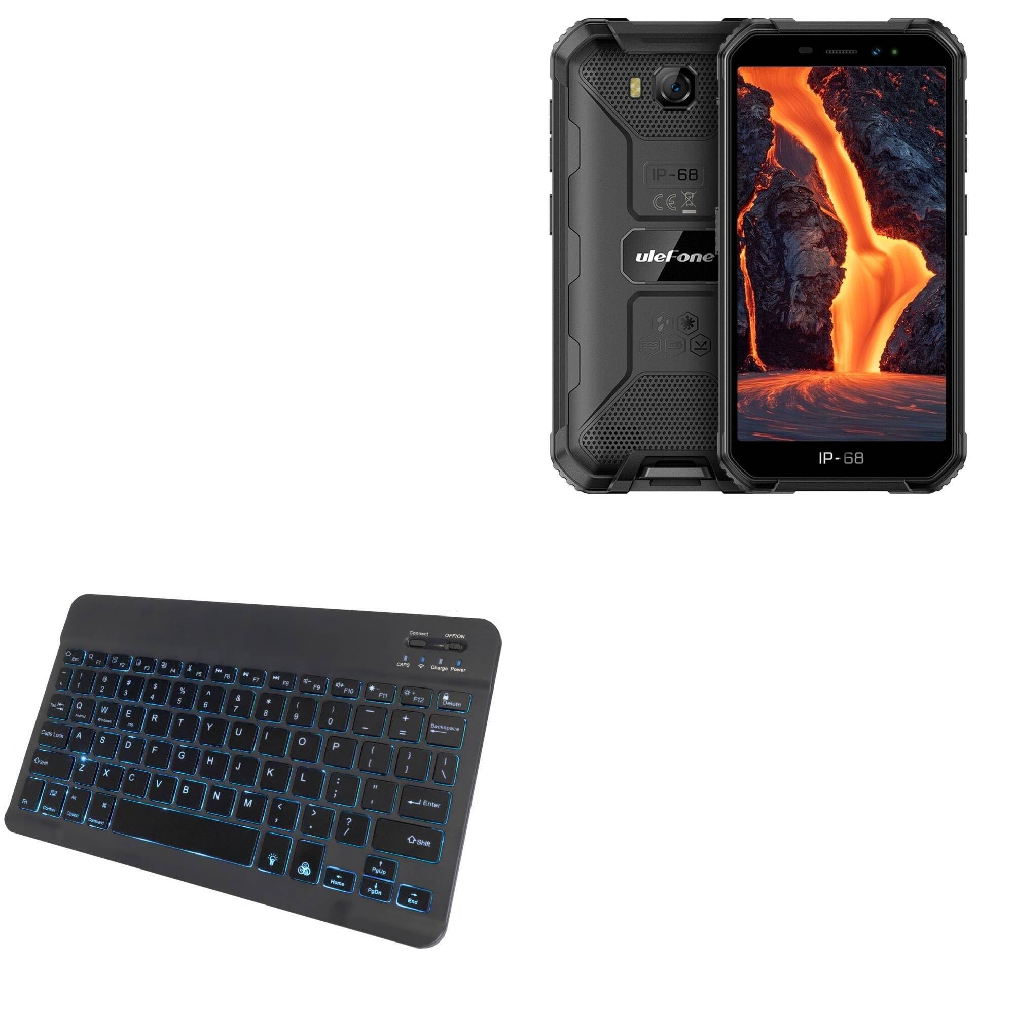 BoxWave Keyboard Compatible with Ulefone Armor X6 Pro - SlimKeys Bluetooth Keyboard - with Backlight, Portable Slim LED 7 Colors - Jet Black