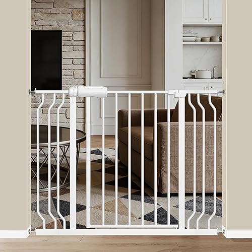 Miniatura 11 de WAOWAO Puerta de bebé de 52.76 a 62.2 pulgadas, extra ancha, montada a presión, para caminar a través del columpio, cierre automático, seguridad de