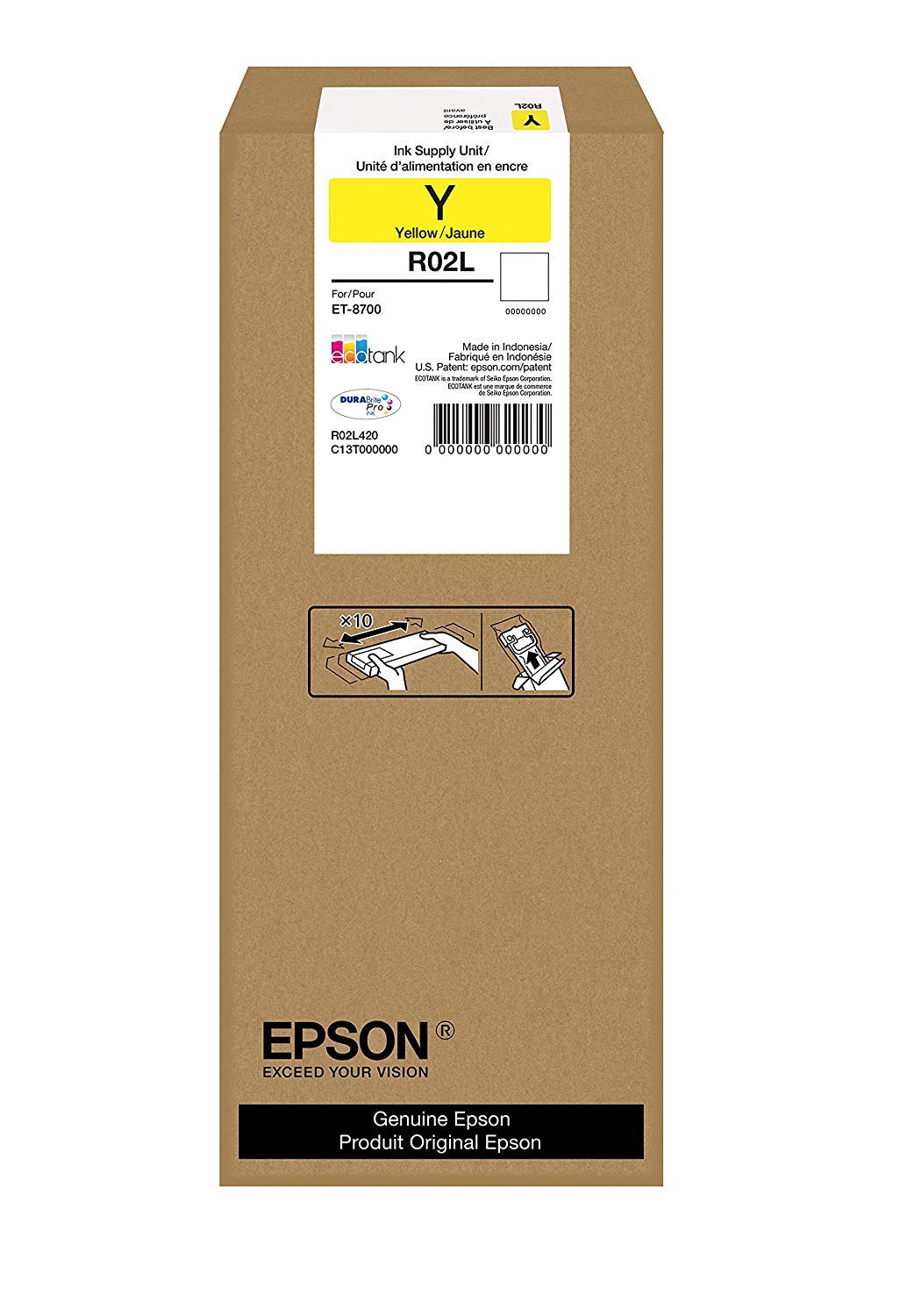 EPSON R02L DURABrite Ultra Standard Capacity Yellow Ink Pack (R02L420) Works with WorkForce Pro ET-8700